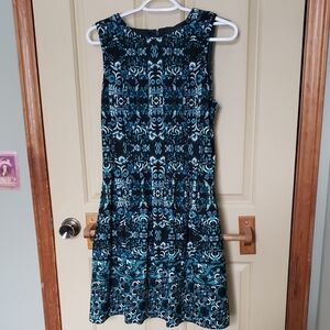 Vince Camuto Blue and Black Midi Dress